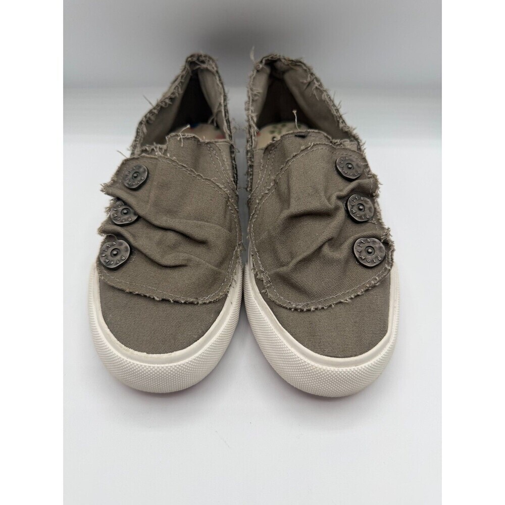 Blowfish Malibu Women's Canvas Slip On Shoes Gray Distressed Casual Flats